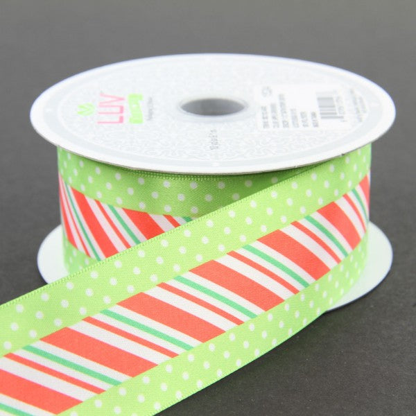 1.5" X 10 YD SATIN STRIP CENTER WITH DOTS RIBBON