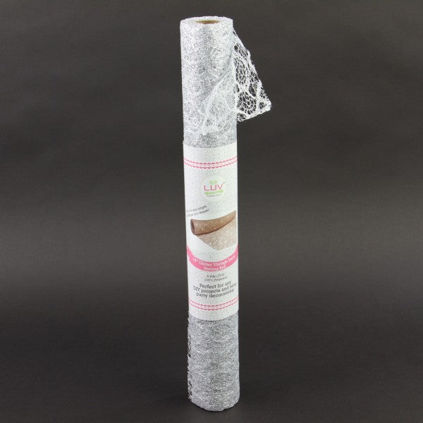 19 INCH X 5 YARD GLITTER FLOWERY NETTING
