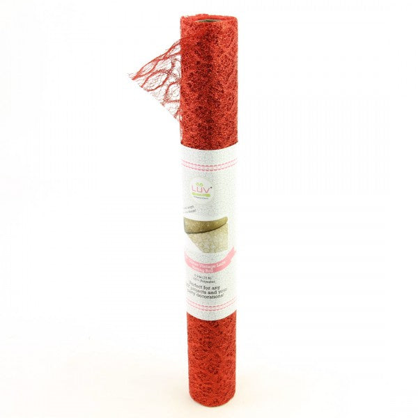 19 INCH X 5 YARD GLITTER FLOWERY NETTING