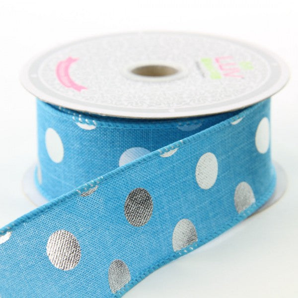 1.5" X 10 YD CANVAS METALIC DOTS RIBBON