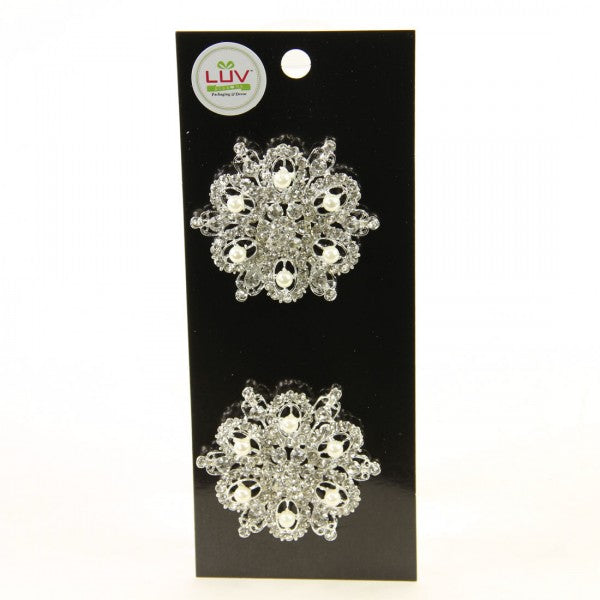2.5"FLRL.RHINESTN BROOCH 2/PKG