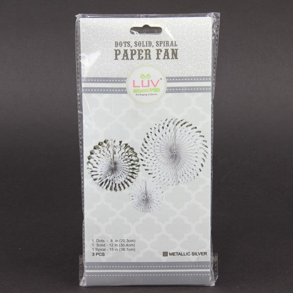 METALLIC PAPER FAN 3/SET
