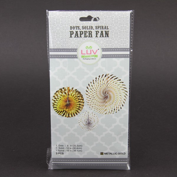METALLIC PAPER FAN 3/SET