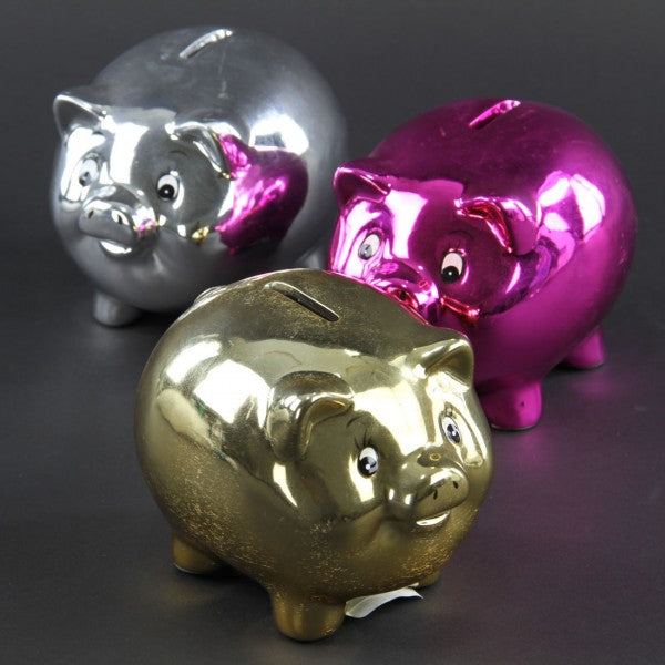 4.25"METALIC PIGGY BANK A4