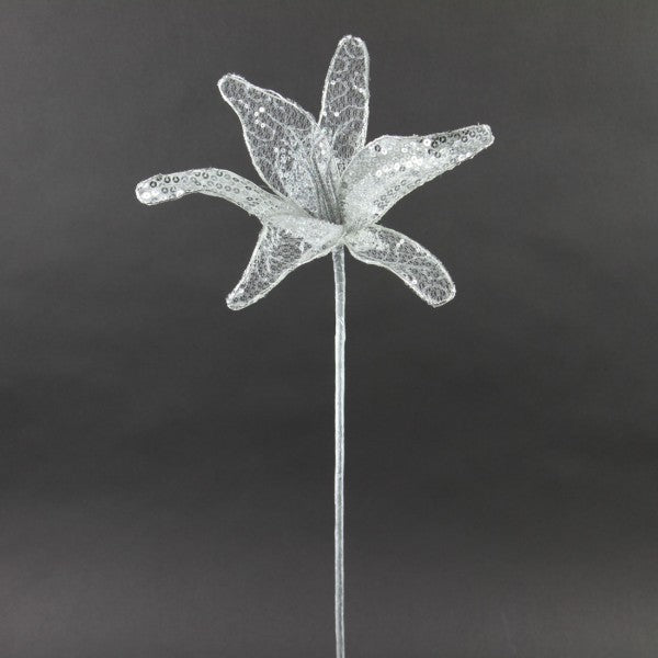 24"LILY SPRAY SILVER A4
