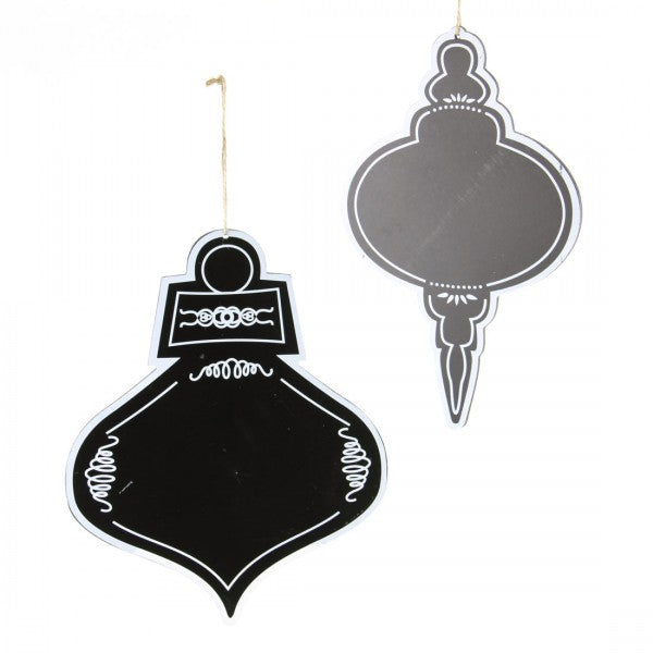 12"CHALKBOARD ORNA BLK/WHT