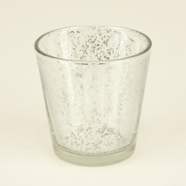 3" AGED GLASS VOTIVE SILVER