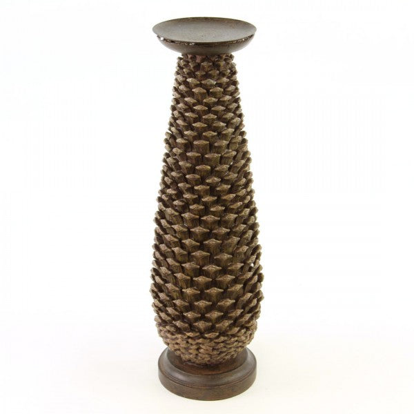 16"CARVED P.CONE CNDL STICK