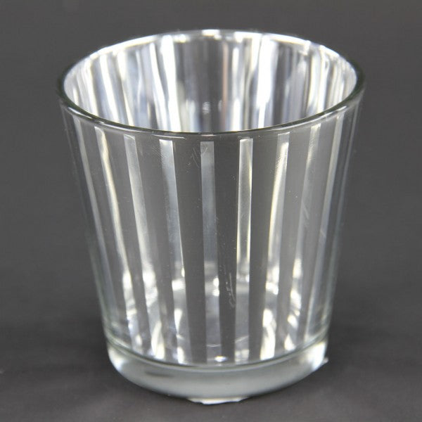 3"PARTY STRIPES VOTIVE SILV