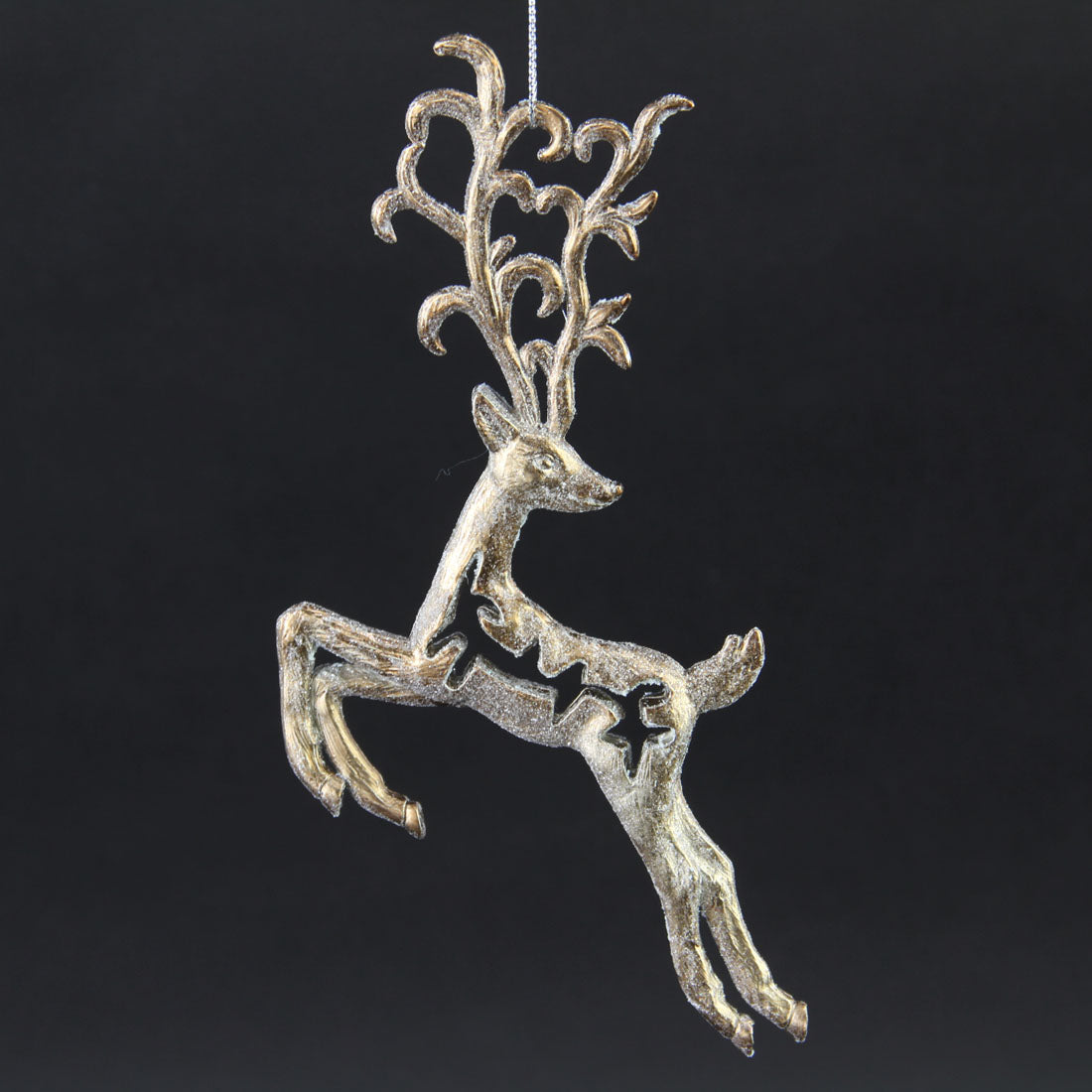 8"DEER CARVED ORNA