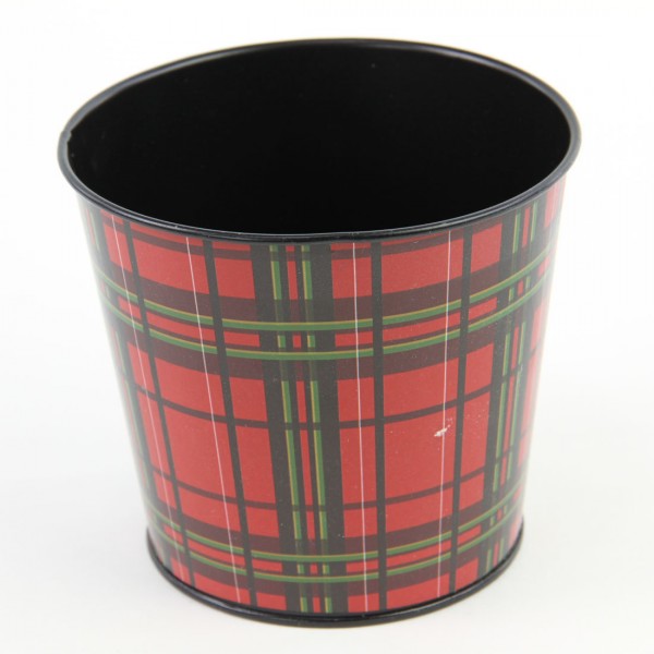 4.5"X4"HOLIDAY PLAID POT