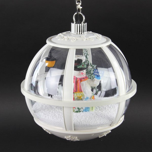 WHITE HNG. SNOW GLOBE LMP M25