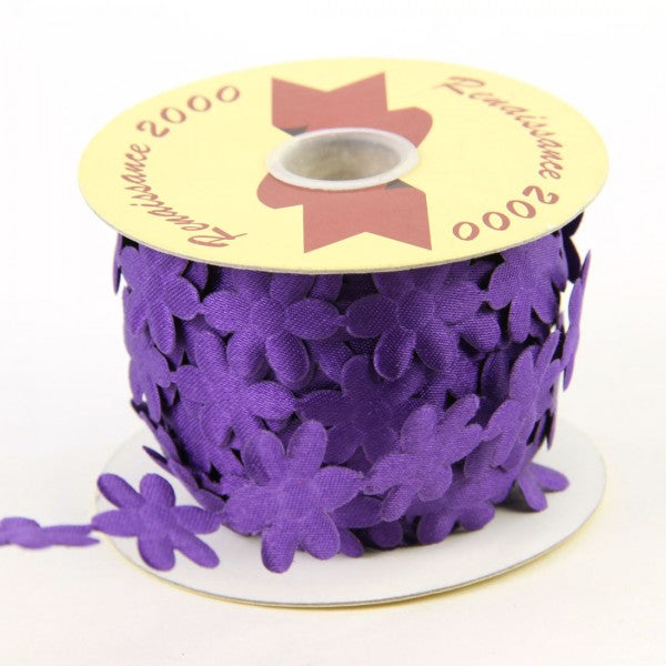 1"X10YD DK.PURPLE FLOWERS A4