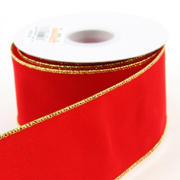 2.5"X10YD VELVET RED/GOLD