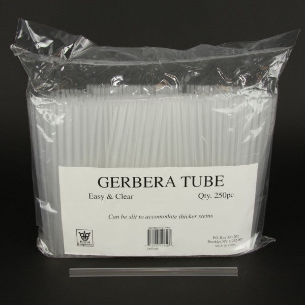 8" GERBERA TUBE 250/PKG CLEAR