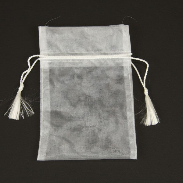 5"X7" WHITE SHEER BAG W/TASSEL