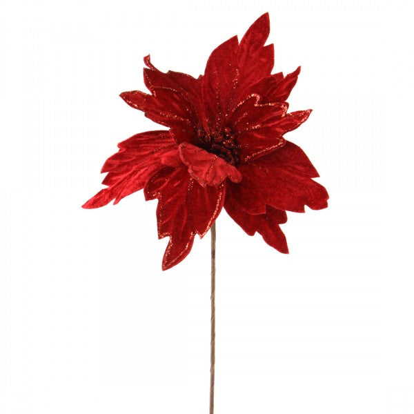 19"VEL.GLT.POINSETTIA STEM