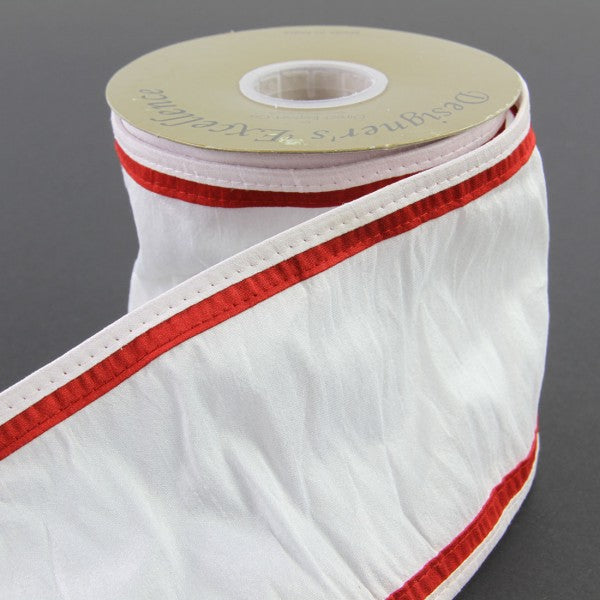 4"X5YD DUPION WHITE/RED