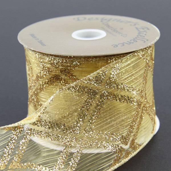 2.5"X10YD SHEER LATTICE GOLD