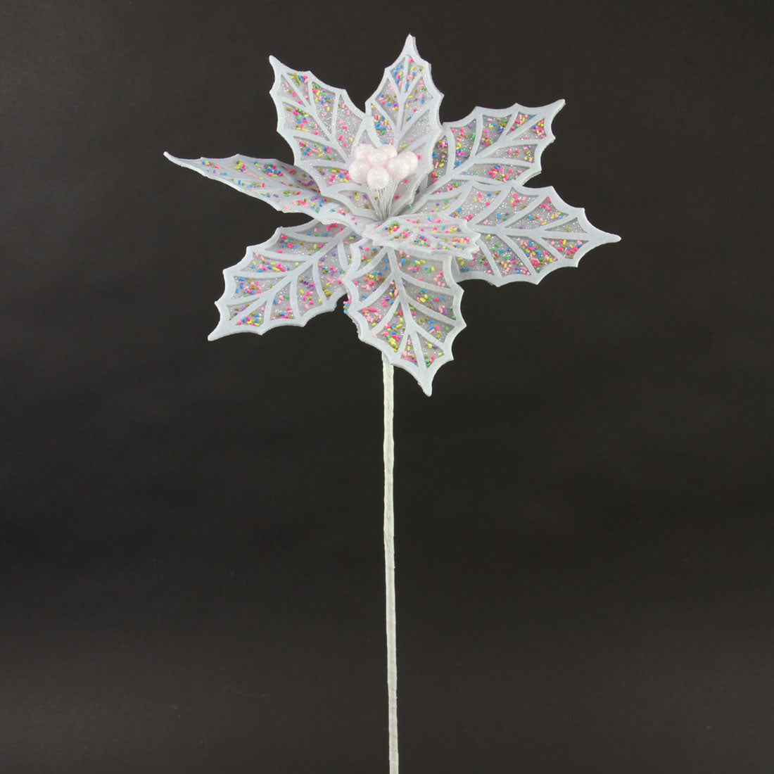 22"CONFETTI POINSETTIA STEM
