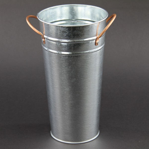 8.75" GALVANIZED VASE ROUND