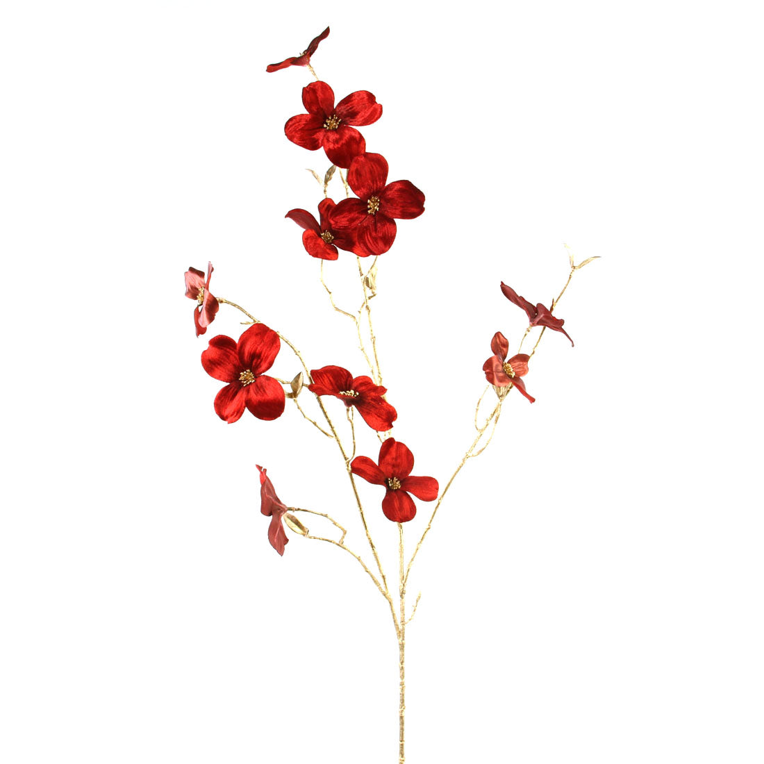 40"VELVET DOGWOOD SPRAY RED