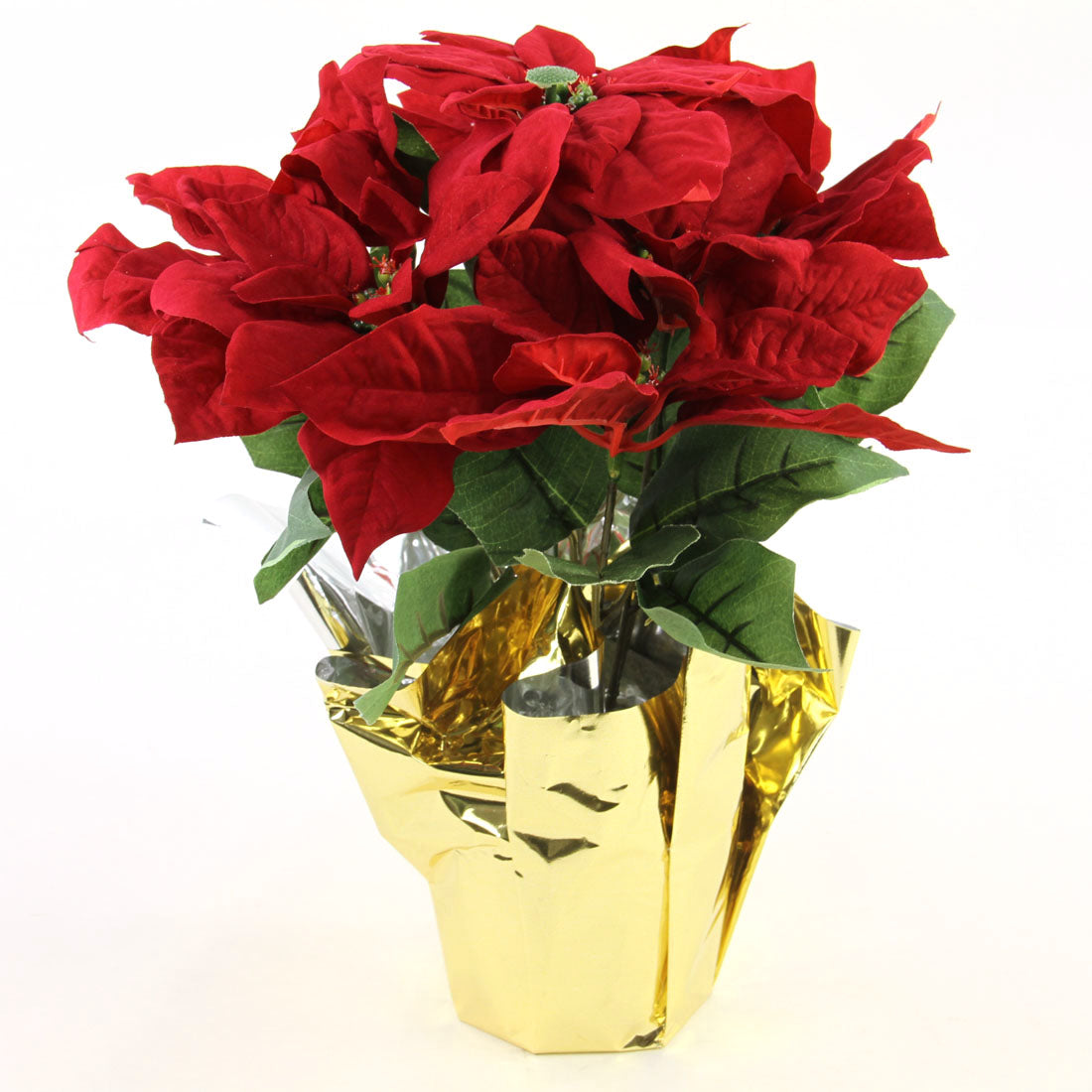 15"POINSETTIA BUSH RED