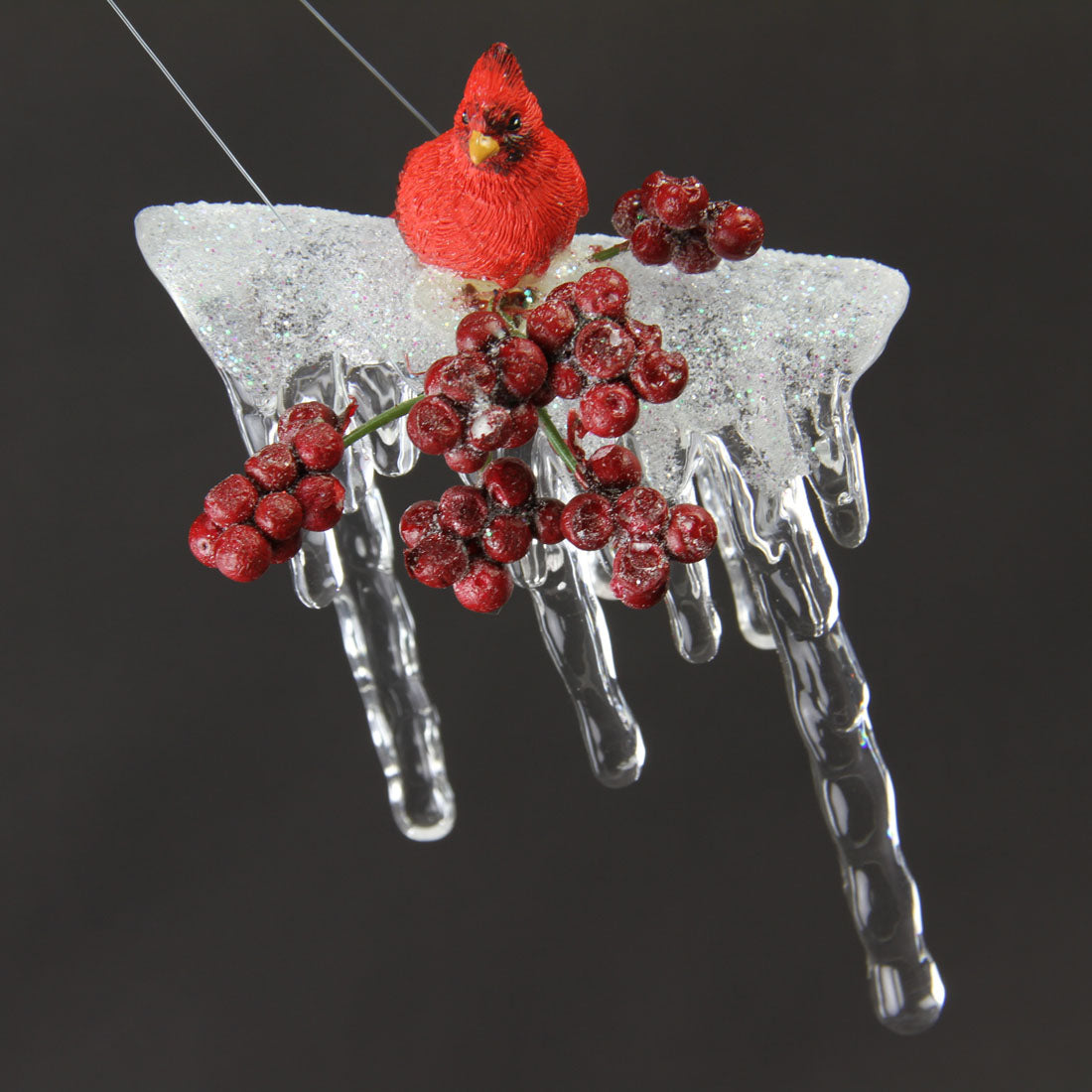 6"ACRY.ICICLE ORN.W/CRDNL A25