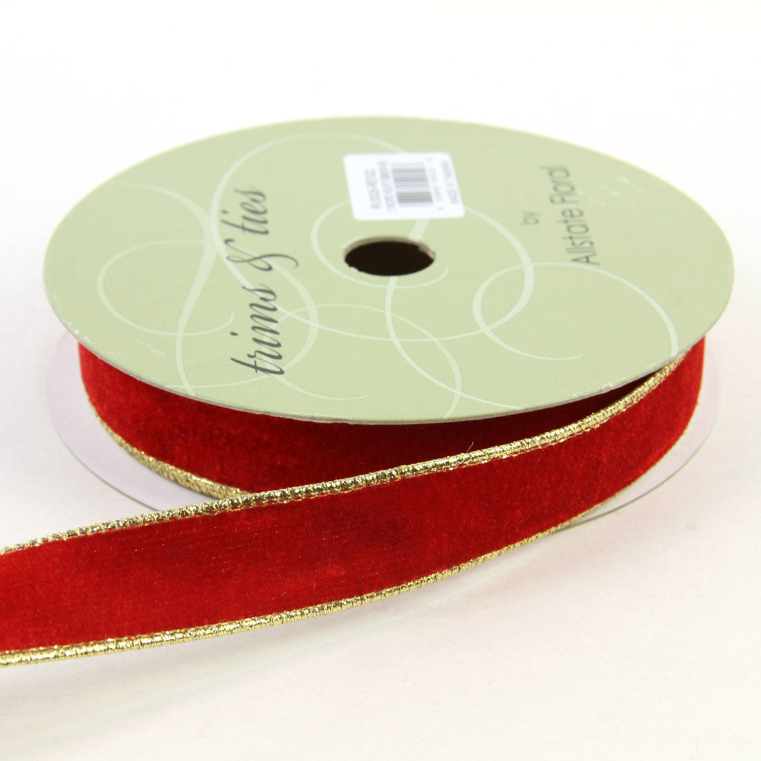 1"X10YD VELVET RED/GOLD