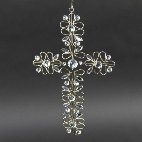 9"JEWELLED CROSS ORN