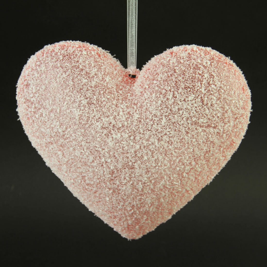 8"SNOWED HEART ORNA PINK