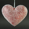 8"SNOWED HEART ORNA RED