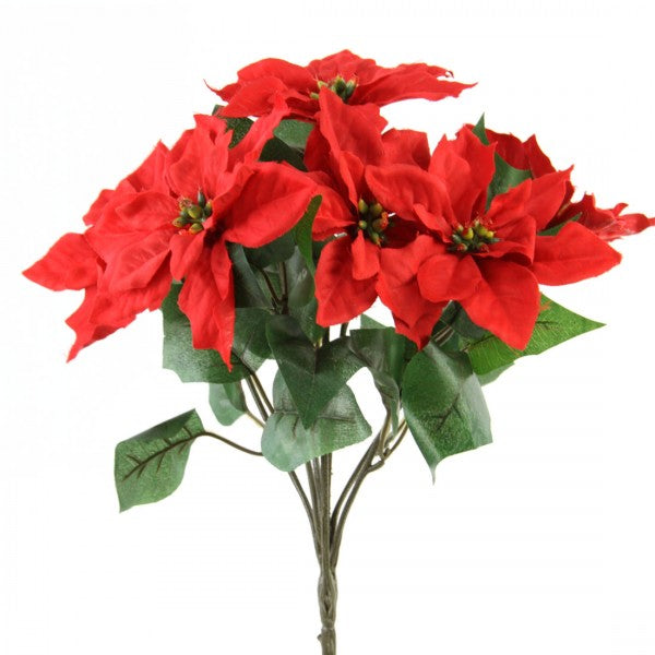 15"POINSETTIA BUSH X7 RED