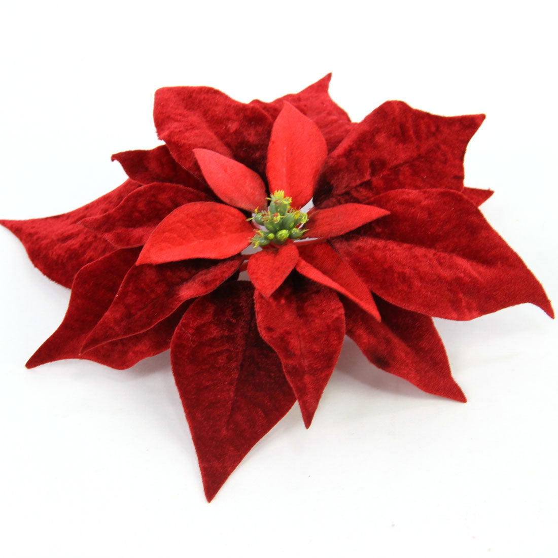 10"VELVET POINSETTIA RED