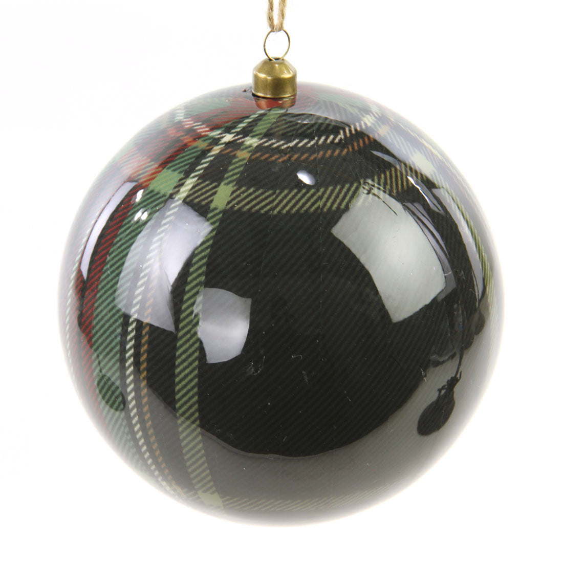 6"PLAID BALL ORNA TT.GREEN
