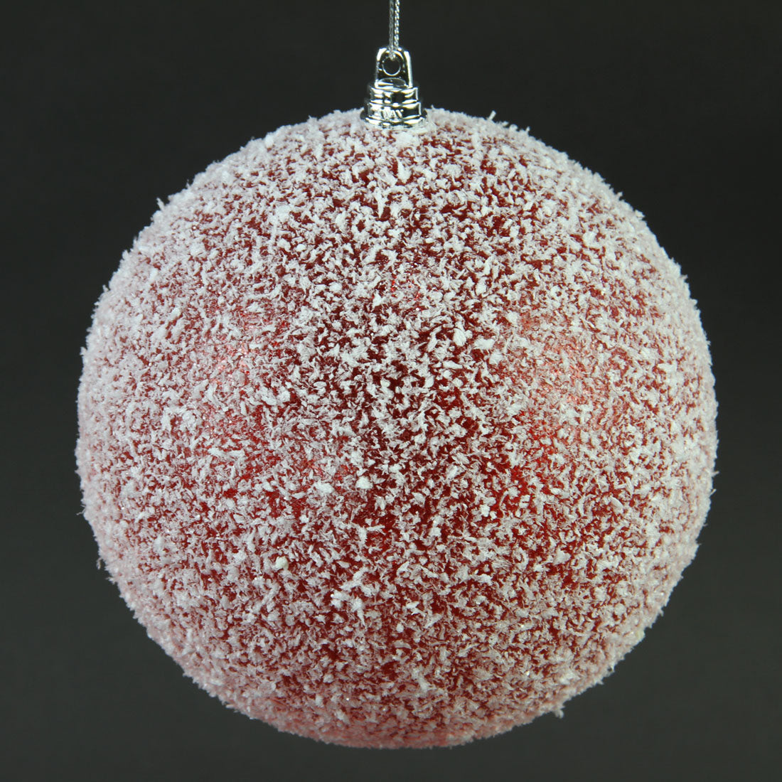 6"SNOWED BALL ORNA RED