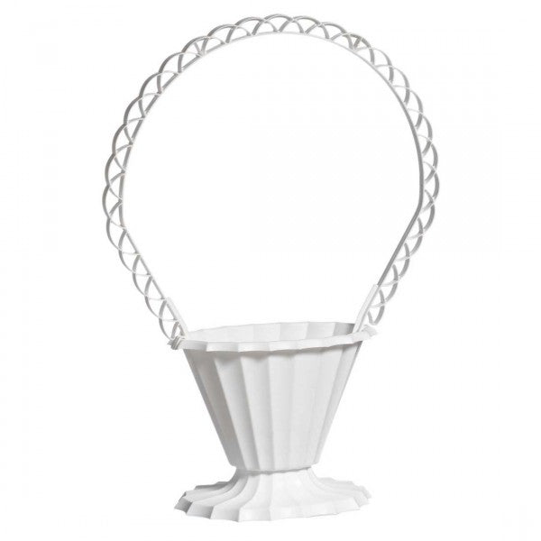 #95 FLUTED HANDLE BASKET WHT