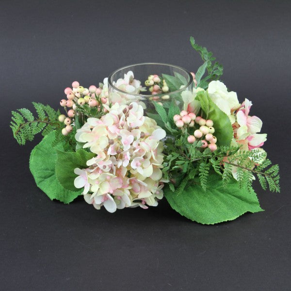 15"HYDRANGEA BERRY HURRICANE CANDLE HOLDER