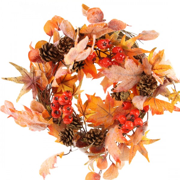 20"MIX FLG/CONE/BERRY WREATH