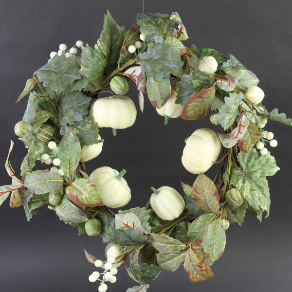 22"MIX FLG/PUMPKIN WREATH