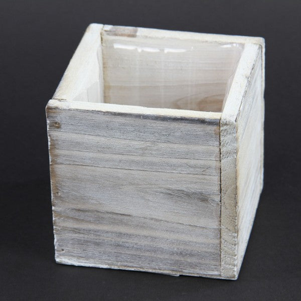 4"X4"X4"WOODLAND PLANTER WHT