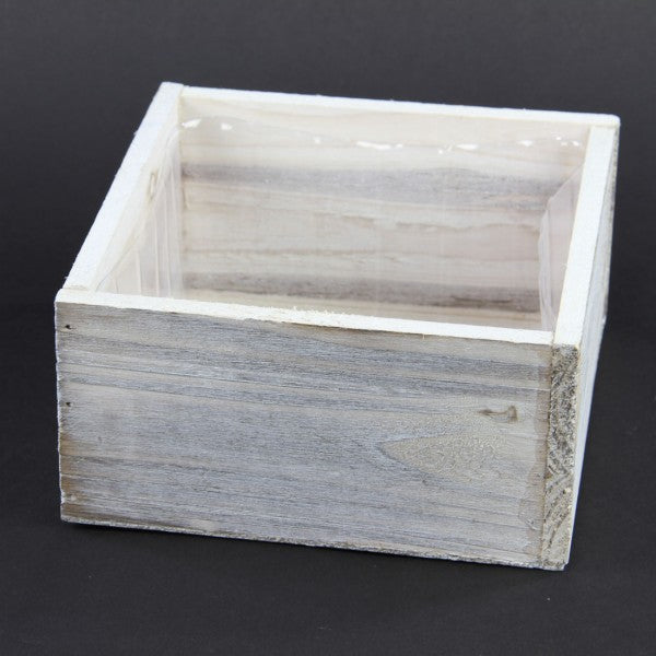 7"X7"X3.5"WOODLAND PLANTER WH