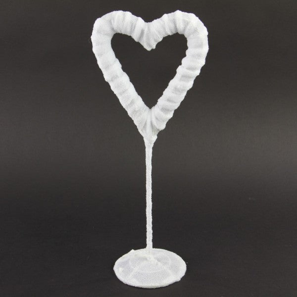 15" VELVET HEART STAND WHT A4