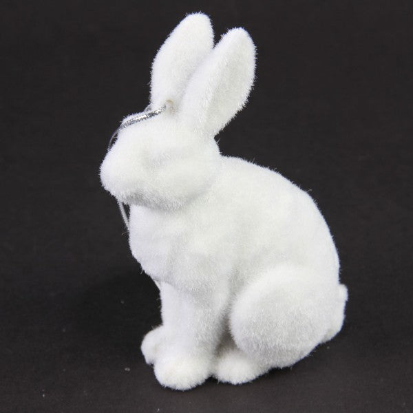 4.5"RESIN FLCKD RABBIT ORN A5