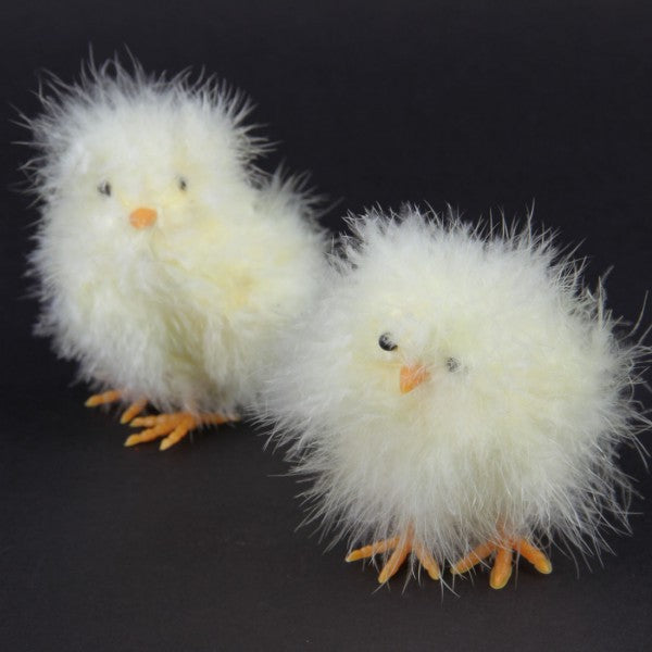 4"FLUFFY FEATHER CHICK YELLOW