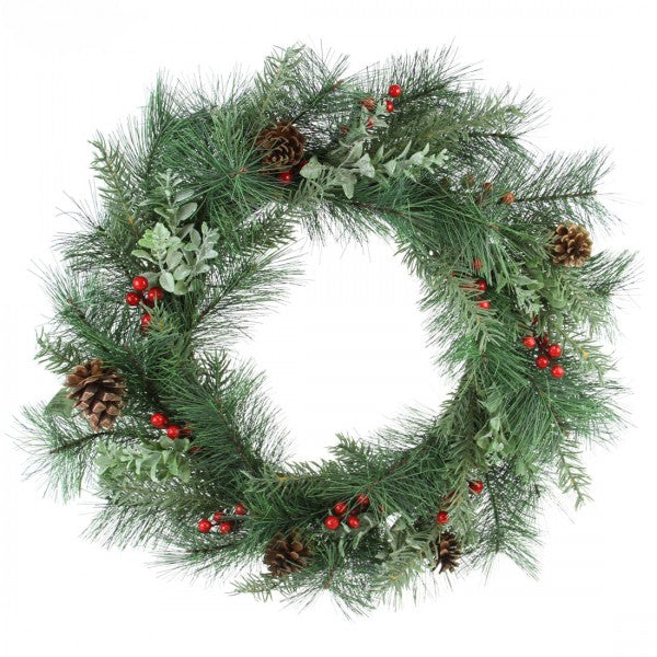 20"MIX PINE BERRY WREATH M25
