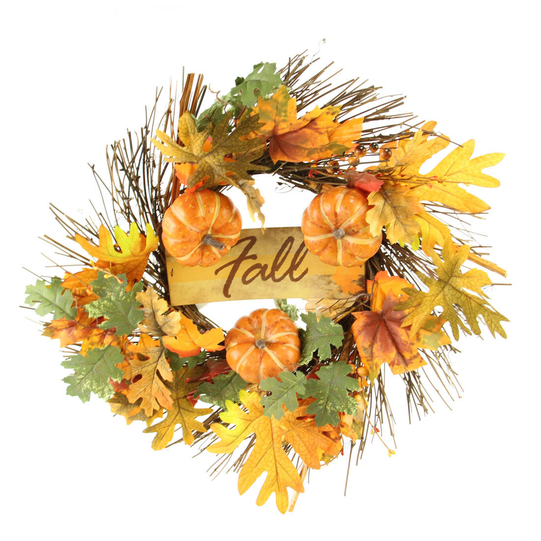 24"PUMPKIN/FLORAL WREATH