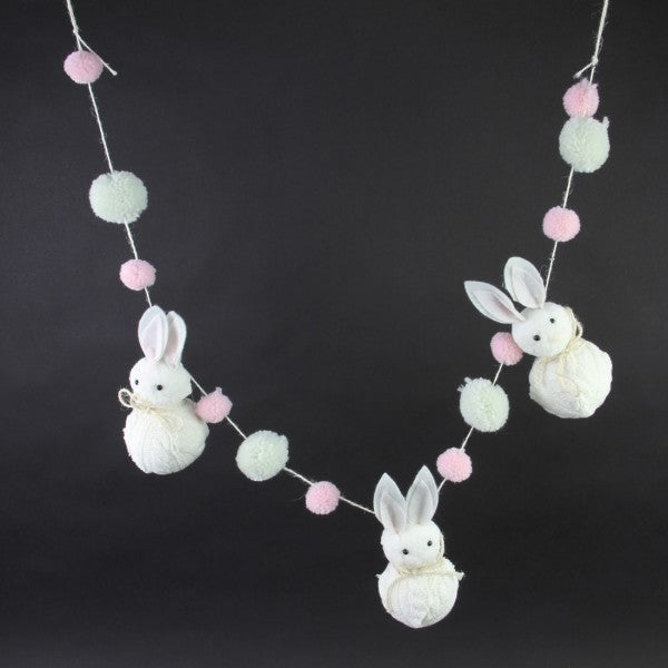 36"KNIT BUNNY/POM POM GARLAND
