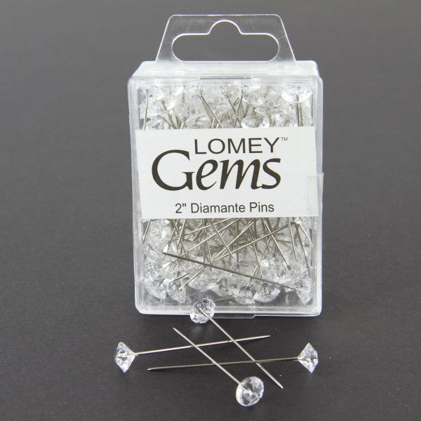 2"DIAMANTE PINS CLEAR 100/BX