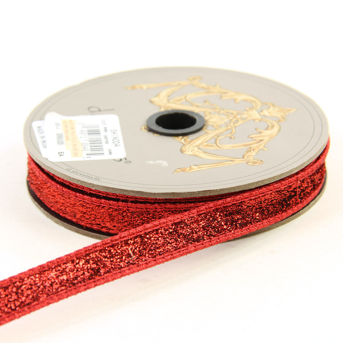0.5"X10Y FAUX MTLC.VELVET RED